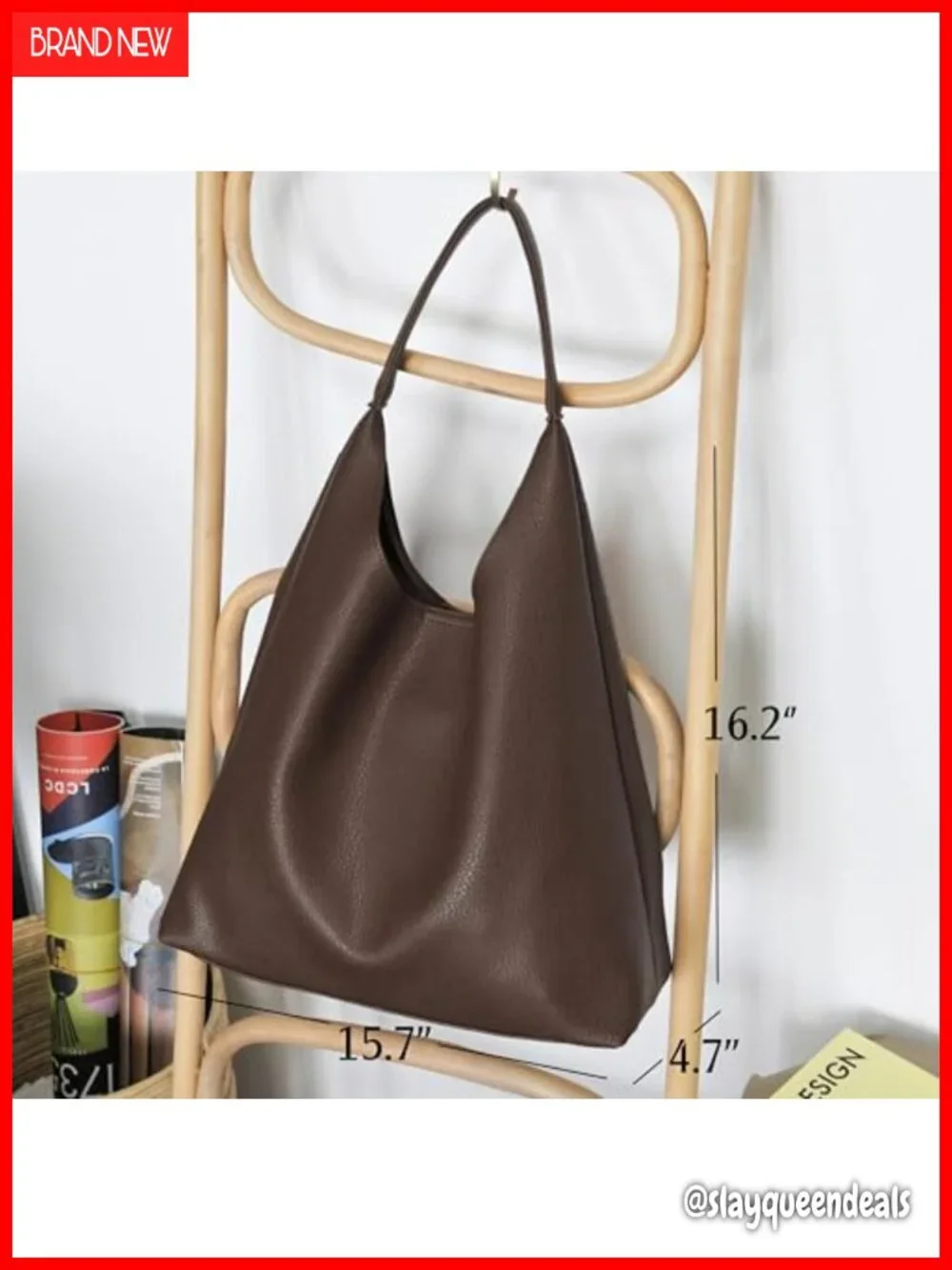 Soft Vegan Leather Slouchy Hobo Bag Shoulder Tote Purse